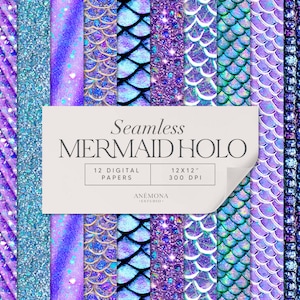 Mermaid Scales Digital Paper: Jewel Glitter Textures (Commercial Use)