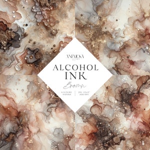 Motivo con inchiostro alcolico marrone, texture di vernice liquida, sfondi scintillanti eleganti e glamour, carta digitale con inchiostro alcolico per sublimazione