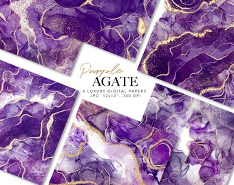 Purple Agate digital paper - Amethyst Marble paper - Alcohol Ink paper - Amethyst texture -  Printable digital Geode paper commercial use