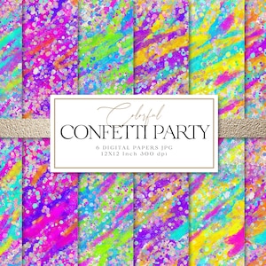 Confetti Glitter Digital Paper: Holographic Seamless Patterns (Commercial Use)