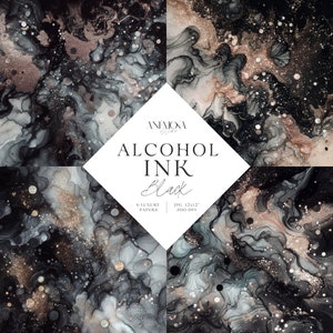 Black Alcohol Ink Pattern, liquid paint textures, Elegant and Glamorous Shimmer Backgrounds, Alcohol Ink Digital Papers Sublimation