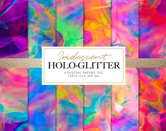 Iriserende alcoholinkt digitaal papier: regenboog abstract patroon (digitale download)