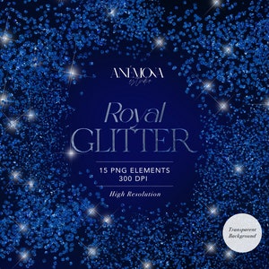 Royal blau Glitter ClipArt, Glitter Overlay, Blau schimmerndes Konfetti Overlay, funkelnder Glitter, Sofort Download für kommerzielle Nutzung