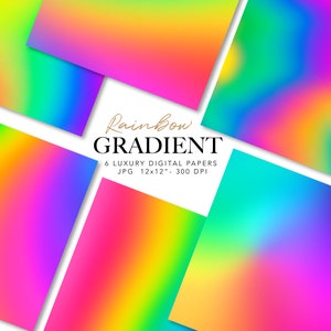 Neon Rainbow Digital Paper: Ombre Backgrounds (12x12&quot; JPG) (Digital Download)