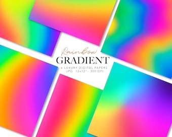 Rainbow digital paper, Neon Rainbow digital paper - Rainbow Ombre Background - Colorful Digital Background