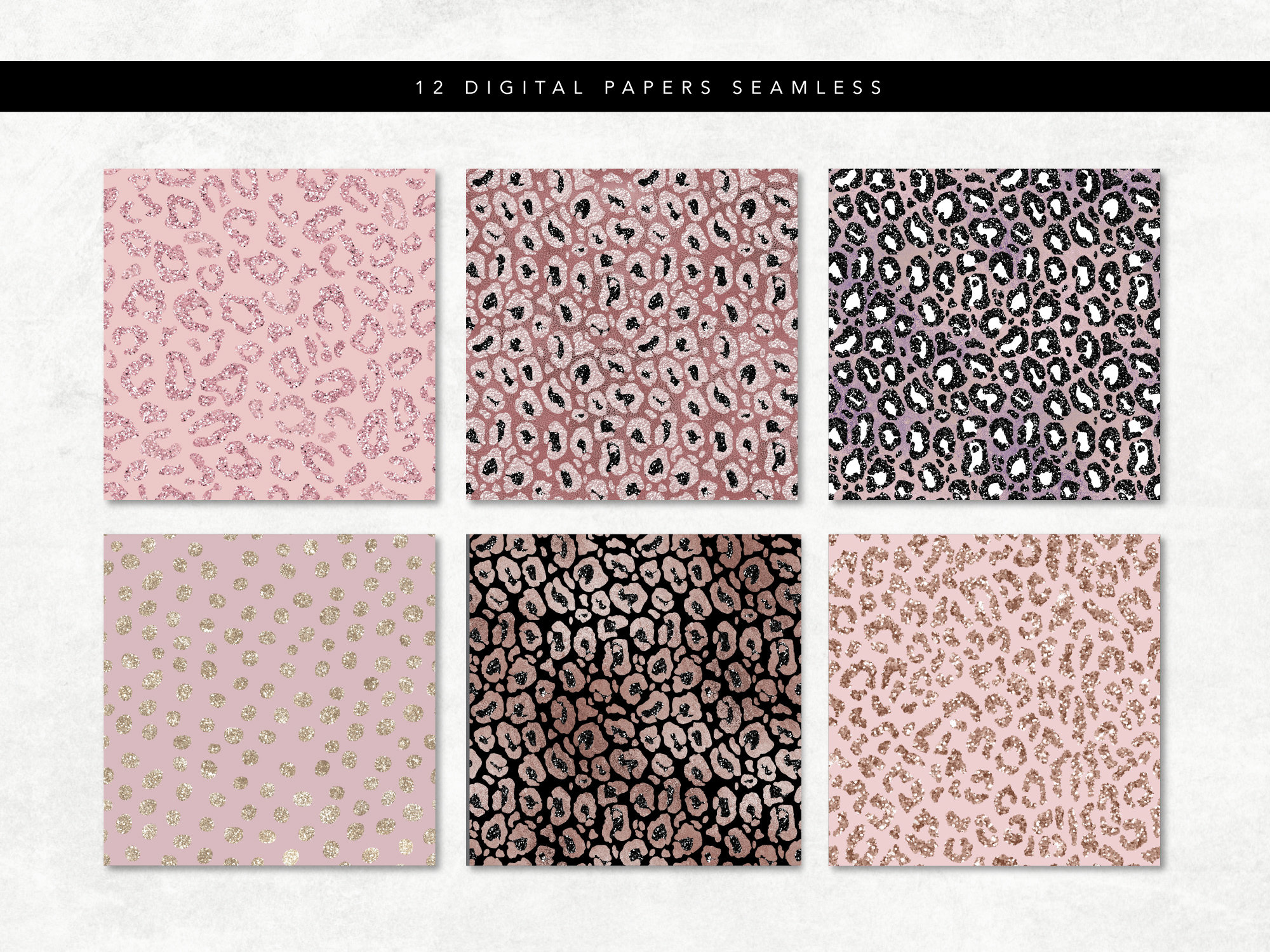 Rose Gold Leopard Print Digital Paper: Seamless Cheetah Patterns ...