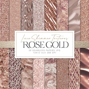 ROSE GOLD COLLECTION - 20 Metallic Textures, Foils, Digital Papers Glitter, Sparkle, Background | Instant Download