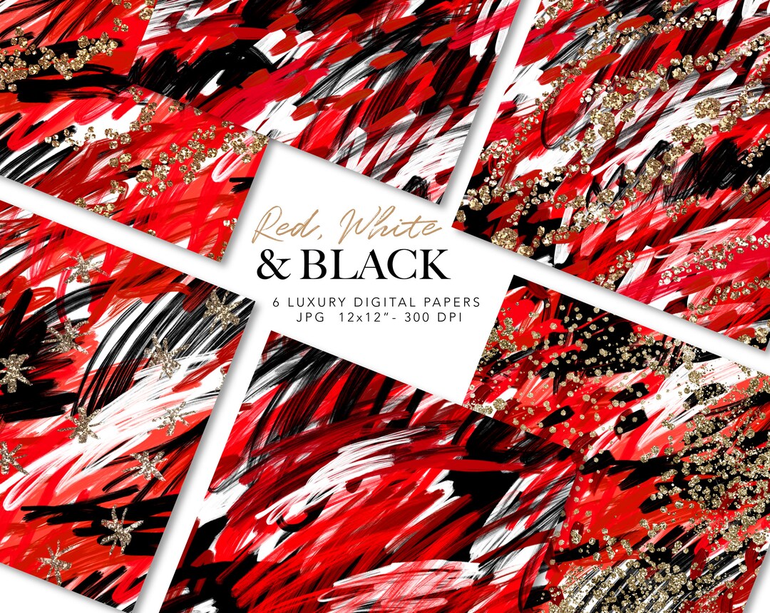 Red & Black Glitter Digital Paper: Abstract Seamless Patterns ...