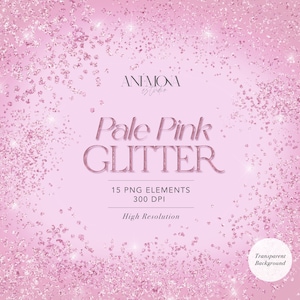 ClipArt com glitter rosa claro, sobreposições de glitter rosa, sobreposição de confete rosa brilhante, glitter cintilante, download instantâneo para uso comercial