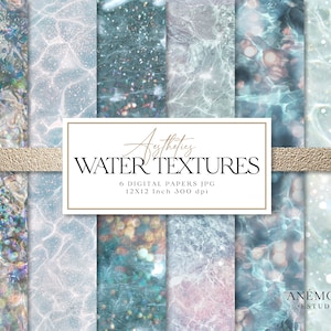 Water paper - aesthetics textures - water background - water seamless paper - water scrapbook paper -  shimmer paper - Commercial Use