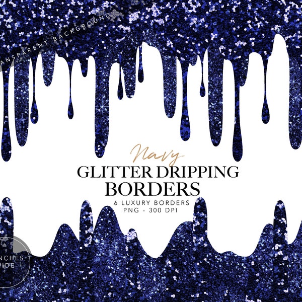 Navy Blue Dripping, Navy Drips borders, drip Glitter borders, Drip borders Clipart, Glitter frosting clip art