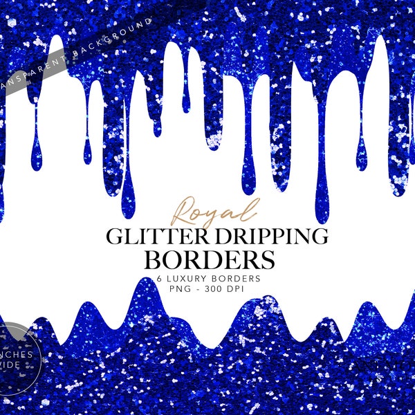Royal Blue Dripping, Royal Drips borders, drip Glitter borders, Drip borders Clipart, Glitter frosting clip art