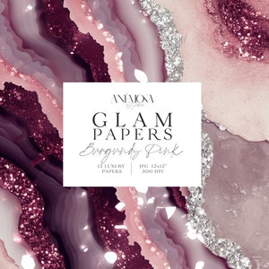 Carta digitale glamour con glitter scintillanti rosa bordeaux, texture di quarzo geode di marmo agata metallizzata, sfondi digitali di lusso