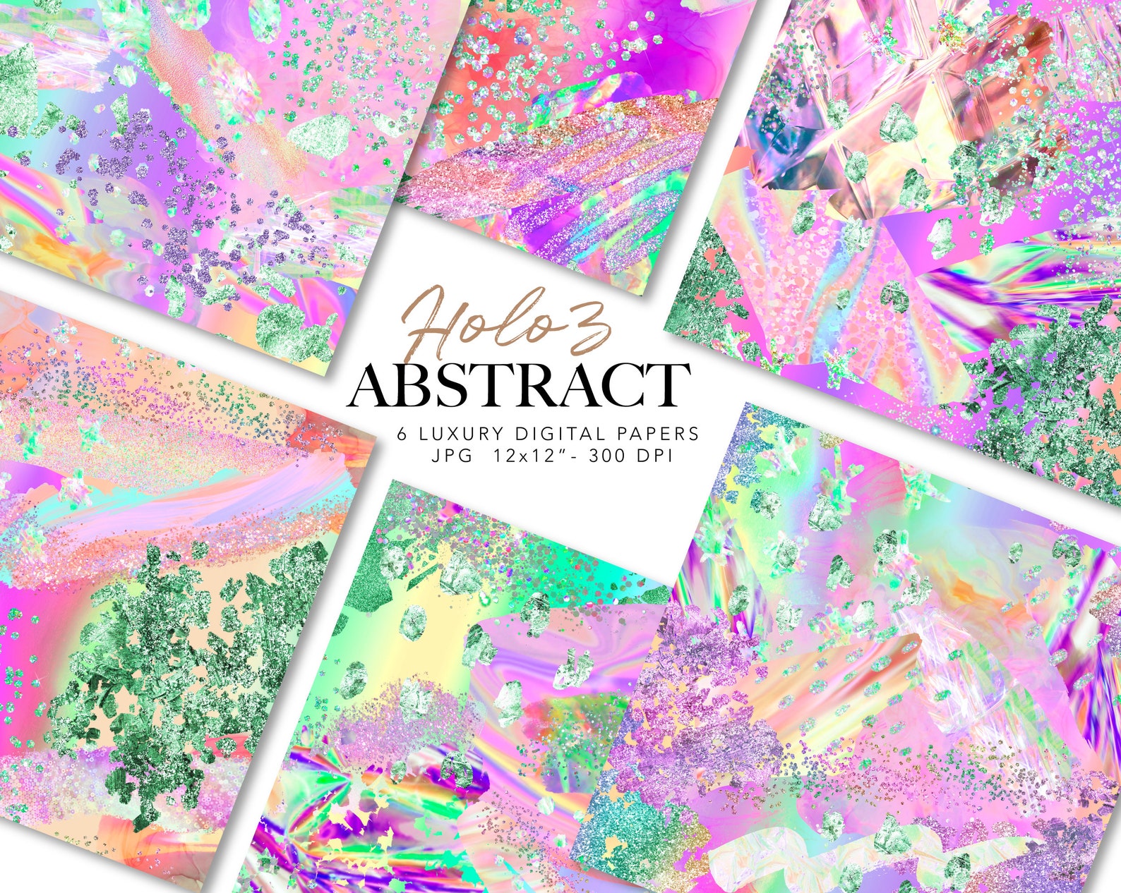 Iridescent Digital Paper Glitter Abstract Paper - Etsy