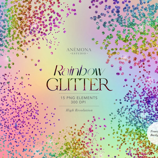 Rainbow Glitter ClipArt, Rainbow glitter overlays, Rainbow Shimmer, Confetti Overlay, sparkling glitter, commercial use