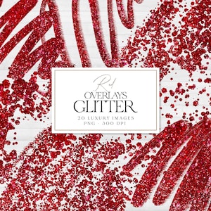 Rot Glitzer Konfetti ClipArt, rote Glitzer Overlays, roter Schimmer, Konfetti Overlay, funkelnder Glitzer, sofortiger Download für kommerzielle Nutzung