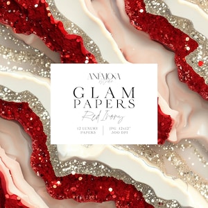 Papel digital glamuroso con brillo brillante y bastón de caramelo rojo, textura de cuarzo, geoda de mármol y ágata metálica, fondos digitales de lujo.