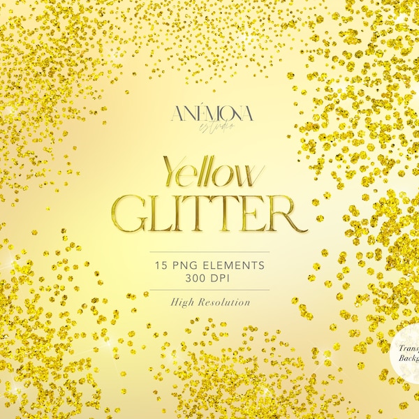 Yellow Glitter ClipArt, Gold glitter overlays, Gold Shimmer, Confetti Overlay, sparkling glitter, instant download for commercial use