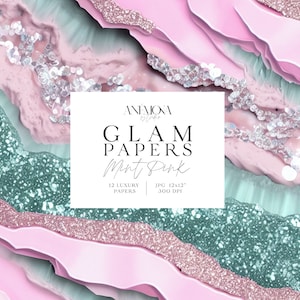 Carta digitale glamour con glitter scintillanti e brillanti, effetto agata metallizzata, texture di quarzo geode di marmo, sfondi digitali di lusso