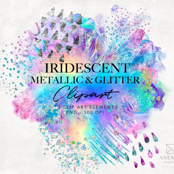 Iridescent  Alcohol Ink clipart - Rainbow Splashes clipArt - Abstract Watercolor clipart - Holographic glitter Clipart - Alcohol Ink clipart