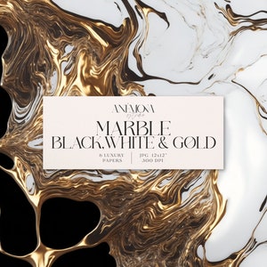 Schwarz und Gold Marmor, digitales Papier, Marmorpapier, flüssiger Goldmarmor, Marmor Hintergrund, Goldadern, sofortiger Download für kommerzielle Nutzung