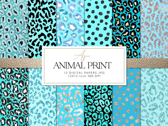 Cow Print Turquoise (digital paper)