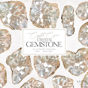 Cristaux Clipart, clipart pierres précieuses scintillantes, diamants brillants, clipart quartz scintillant, téléchargement immédiat pour un usage commercial