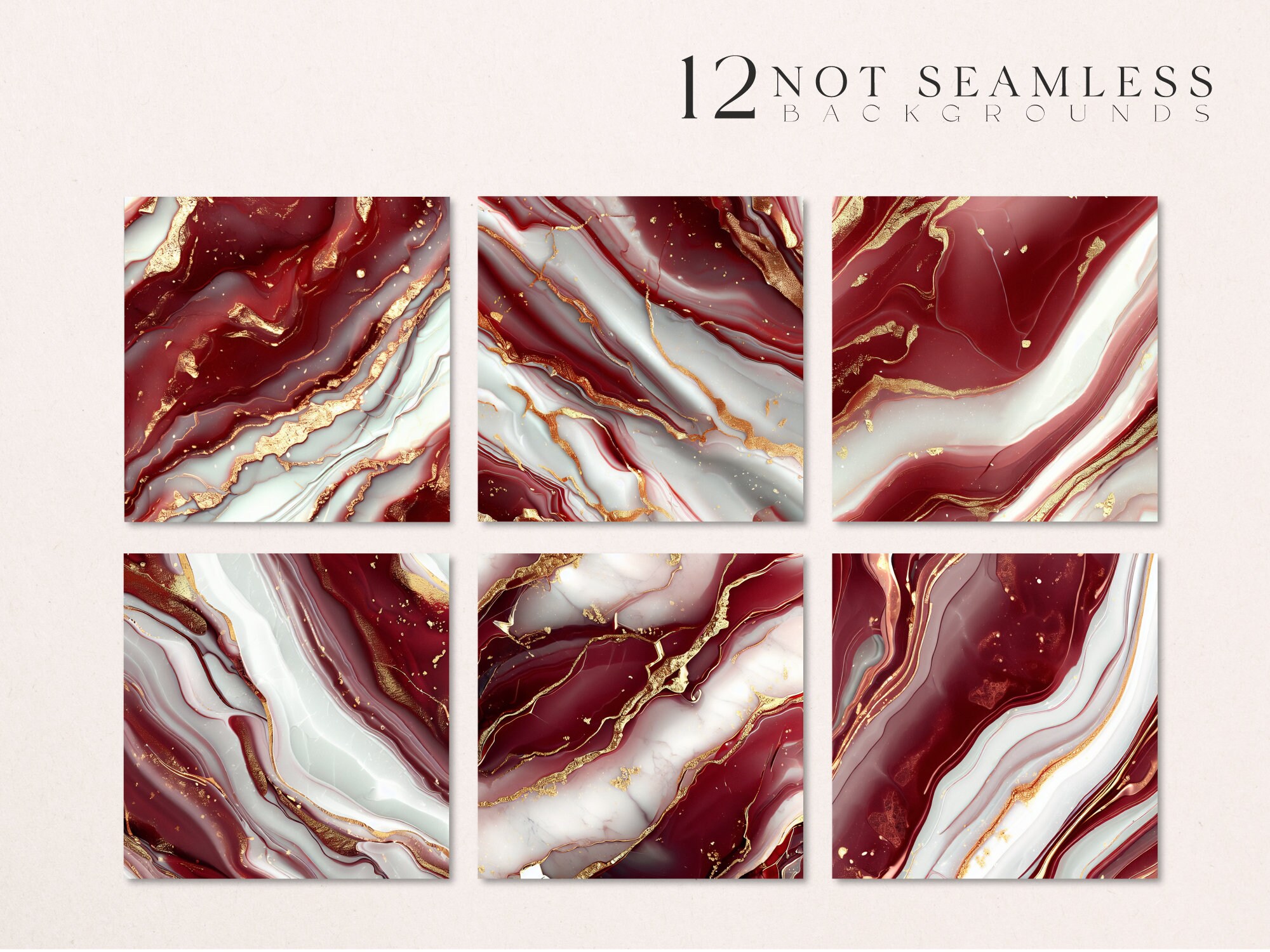 Red Marble Digital Paper, Luxury Red and White Marble