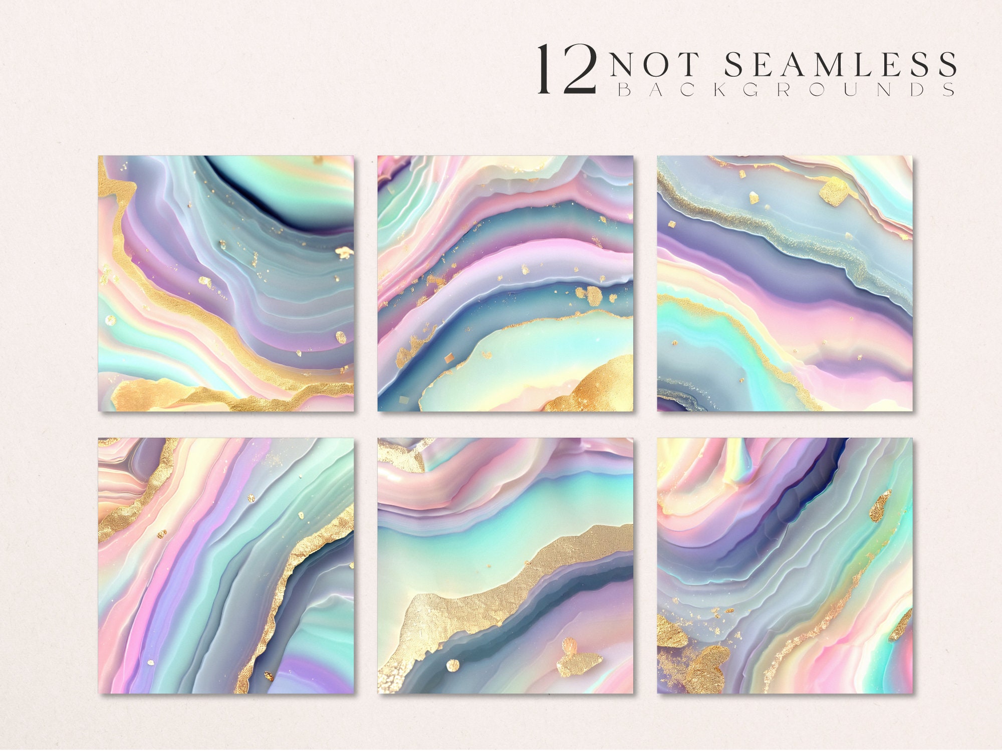 Marble Digital Paper, Agate Backgrounds, Pastel Unicorn Paper ...