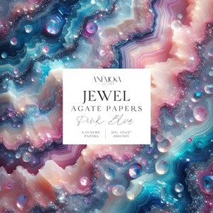 Carta digitale in agata rosa e blu con pietre preziose, texture di quarzo geode di marmo glamour con glitter scintillanti e brillanti, sfondi digitali di lusso