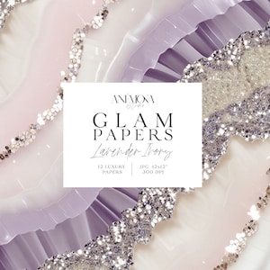 Carta digitale glamour, glitter scintillanti color avorio lavanda, texture di quarzo geode di marmo agata metallizzata, sfondi digitali di lusso