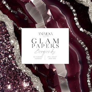 Burgunder funkelndes glänzendes Funkeln glamouröses digitales Papier, metallische Achat-Marmor-Geode-Quarz-Textur, luxuriöse digitale Hintergründe