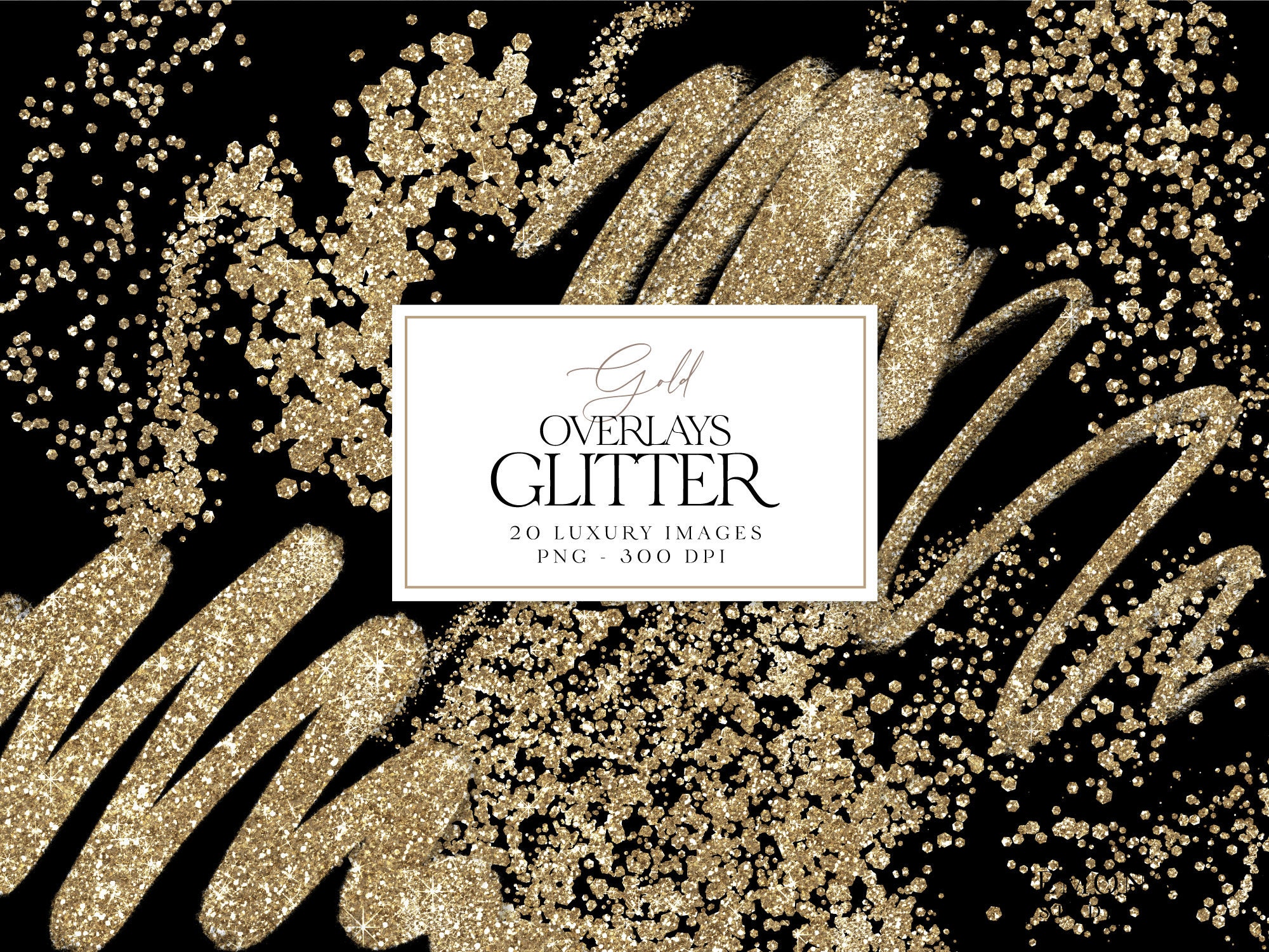 Gold Glitter Confetti Clipart Gold Glitter Overlays Gold - Etsy