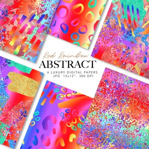 Rainbow Digital Paper - Glitter Abstract paper - Colorful Holgraphic  - Modern Neon Seamless  Pattern - Commercial Use