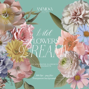 Wilde Blumen Clipart - Realistische Wildblumen - Florale Clipart, Hochzeit Clipart, Frühling Clipart, Wildblumen, Sommerblumen, kommerzielle Nutzung