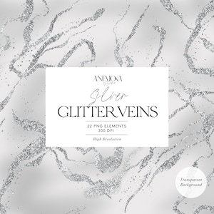 May include: Silver glitter veins graphic design elements. 22 PNG elements, 300 DPI, high resolution, transparent background.