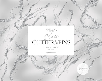 Silver Glitter Veins ClipArt, Marble silver veins ovelays, Confetti Overlay, silver glitter overlays, Silver Shimmer, sparkling glitter