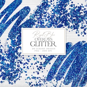 ClipArt koningsblauwe glitterconfetti, koningsblauwe glitteroverlays, blauwe glans, confetti-overlay, sprankelende glitter, commercieel gebruik