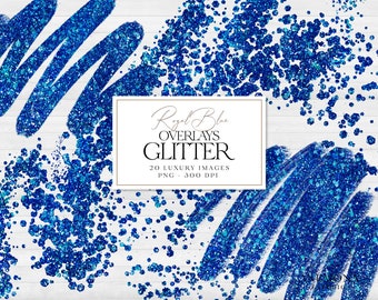 Royal Blue Glitter Confetti Clip Art: Shimmer Overlays (PNG Digital Download)