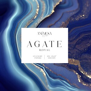 Achat-Hintergründe, royalblaue Achat-Goldfolie, digitales Papier, Geode-Hintergrund, Achatscheibe als Hintergrund, digitaler Download