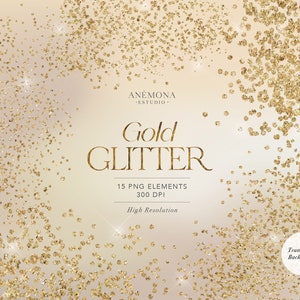 ClipArt glitter oro, sovrapposizioni di glitter oro, luccichio oro, sovrapposizione di coriandoli, glitter scintillanti, download immediato per uso commerciale
