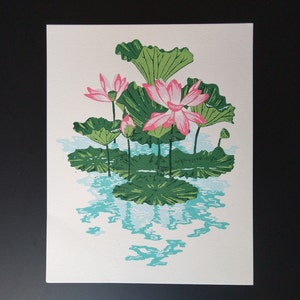 Water Lily Linocut Print: Limited Edition Floral Art