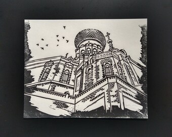 St. Sophia Cathedral Linocut Print: Church Art (8x10)