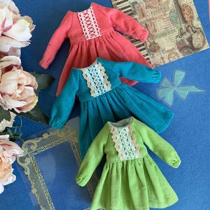 Nice Blythe clothes - Blythe corduroy dress and corduroy outfit. Corduroy Blythe clothes & doll clothes for Blythe with Blythe green dress