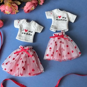 Blythe doll set - Blythe skirt with Blythe sweatshirt. T-shirt for Blythe and skirt for Blythe. Cute sweatshirt for Blythe