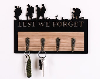 Lest we forget Key Holder | Key Hook | Wooden Organiser | WW1