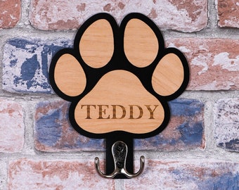 Personalised Dog Lead Holder Hook | Dog lovers gift | dog owner gift | dog paw print hook | coat hook