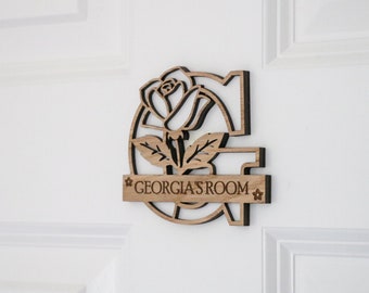 Personalised Bedroom Sign | Children Sign | Room Sign | Room Décor | Name Plaque |Nursery | Bedroom Kids Sign | Rose Door Sign | Name Plaque