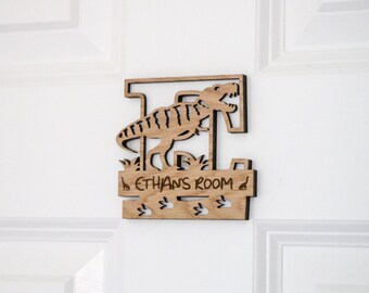 Personalised Bedroom Sign | Children Sign | Room Sign | Room Décor | Name Plaque |Nursery | Bedroom Kids Sign | Dinosaur Door Sign | T-Rex