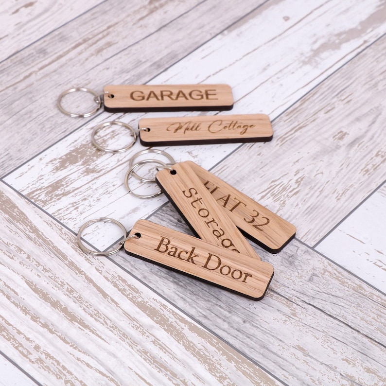 Key Rings With Problems Personalised Oak, Cherry, Maple or Ash Keyring | Keyring for Home ...